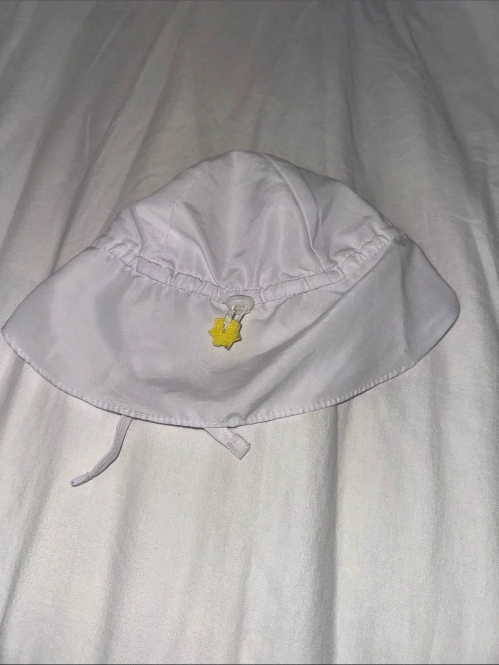 Children's White Sun Hat with Chin Tie